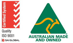 Australian-made logo and ISO 9001 certified